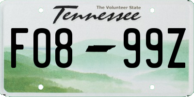 TN license plate F0899Z