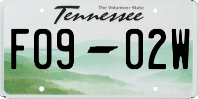 TN license plate F0902W