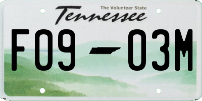 TN license plate F0903M