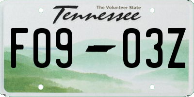 TN license plate F0903Z