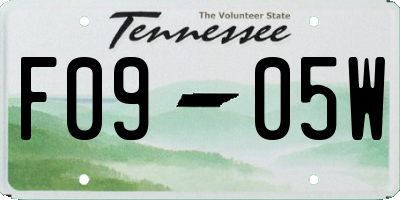 TN license plate F0905W