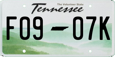 TN license plate F0907K