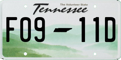 TN license plate F0911D
