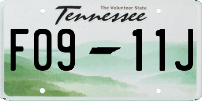 TN license plate F0911J