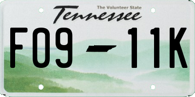 TN license plate F0911K