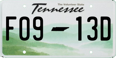TN license plate F0913D