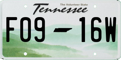TN license plate F0916W
