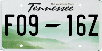TN license plate F0916Z