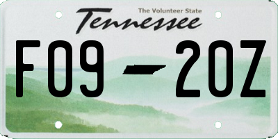 TN license plate F0920Z
