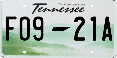 TN license plate F0921A