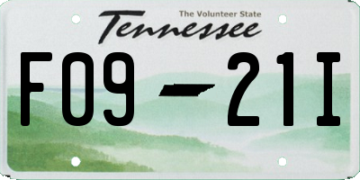 TN license plate F0921I
