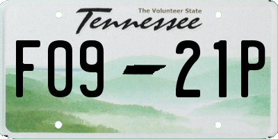 TN license plate F0921P