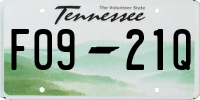 TN license plate F0921Q