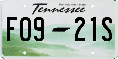 TN license plate F0921S