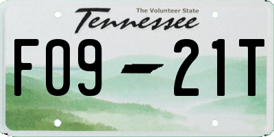 TN license plate F0921T