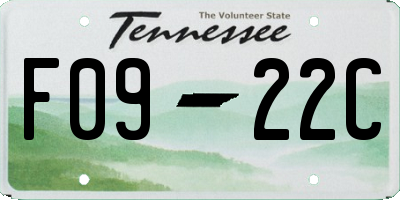 TN license plate F0922C