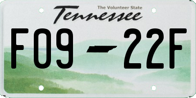 TN license plate F0922F