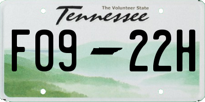 TN license plate F0922H