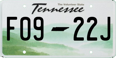 TN license plate F0922J