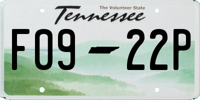 TN license plate F0922P