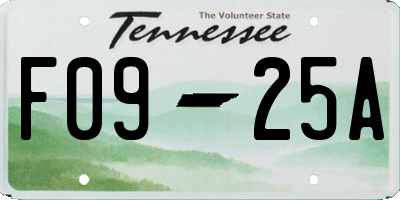 TN license plate F0925A