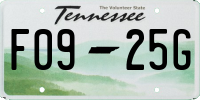 TN license plate F0925G