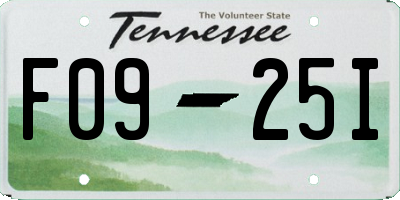 TN license plate F0925I