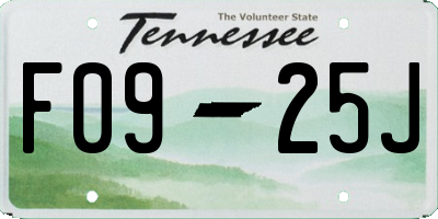 TN license plate F0925J