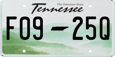 TN license plate F0925Q