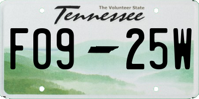 TN license plate F0925W