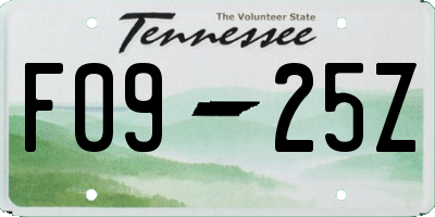 TN license plate F0925Z