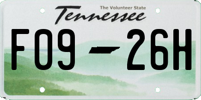 TN license plate F0926H