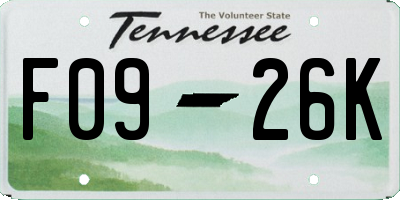 TN license plate F0926K