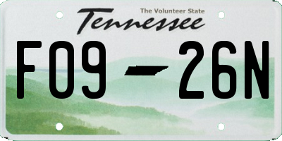 TN license plate F0926N