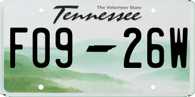 TN license plate F0926W