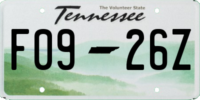 TN license plate F0926Z