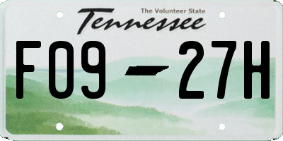 TN license plate F0927H