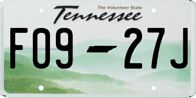 TN license plate F0927J
