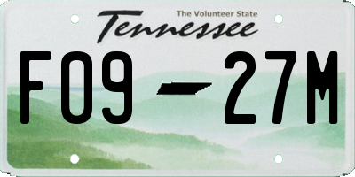 TN license plate F0927M