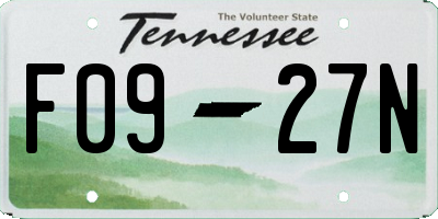 TN license plate F0927N