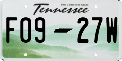TN license plate F0927W
