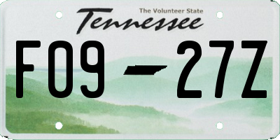 TN license plate F0927Z