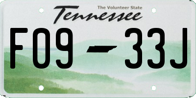 TN license plate F0933J