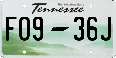 TN license plate F0936J