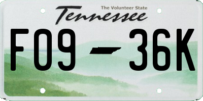 TN license plate F0936K