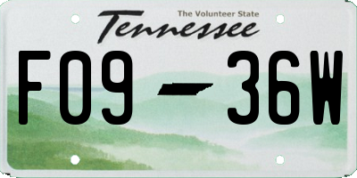 TN license plate F0936W