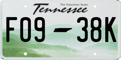 TN license plate F0938K