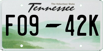 TN license plate F0942K