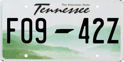 TN license plate F0942Z