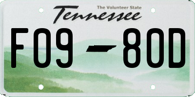 TN license plate F0980D